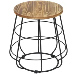 Mendler Sitzhocker HWC-A80, Hocker Aufbewahrung, Industriedesign Echtholz Ø35cm