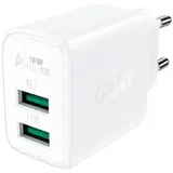 ACEFAST Ladegerät 2x USB 18W QC 3.0, AFC, FCP Schnell-ladegerät Quick Charge 3.0 Adapter Weiß