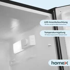 Homex CFS1110-B Kühl-Gefrierkombination (173 l, 1425 mm hoch, Schwarz)