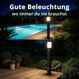 Grafner Wegeleuchte Aluminium 100 cm mit 2 Steckdosen und Bewegungsmelder schwarz anthrazit