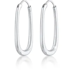 Paar Creolen ELLI PREMIUM "Creolen Oval Elegant Zeitlos 925 Silber", silber, Ohrringe, Damen, OneSize, ohne Stein, Silber 925 (Sterlingsilber)