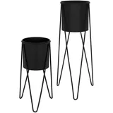 ML-Design Blumenständer 2er Set 27 x 27 cm Schwarz