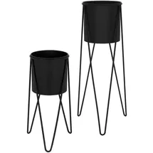 ML-Design Blumenständer 2er Set 27 x 27 cm Schwarz