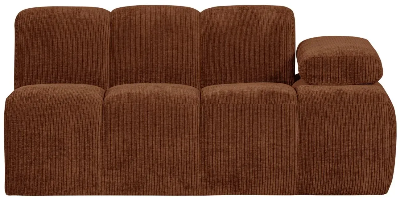 Modulsofa Mojo aus Flachcord, modern und flexibel mit Armlehne rechts, rostbraun, besonders komfortabel