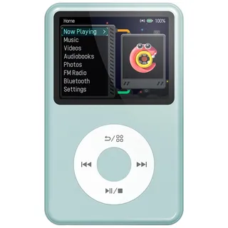 Innioasis Y1 MP3 Player - Zeitlose Klasse: 128 GB, Bluetooth, Video-Player, Hörbücher, FM-Radio und Touch Wheel-Steuerung(blaugrün)