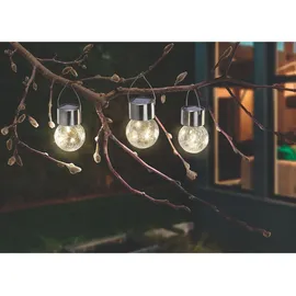 esotec Solar Hängeleuchten 3er-Set Crackle Balls warmweiß 102309