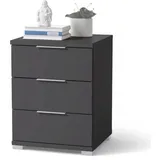 Stella Trading SMILLA Nachttisch in Graphit - Moderner Nachtschrank mit Schubladen und viel Stauraum - 46 x 61 x 42 cm (B/H/T)