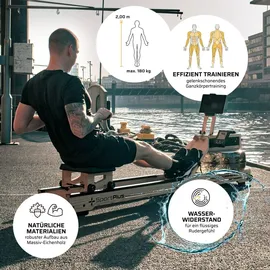 Sportplus Wasserrudergerät aus Eichenholz App-Kompatibilität. FSC®-zertifiziert. EINHEITSFARBE NO SIZE