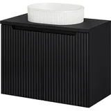 [en.casa] En.Casa, Waschbeckenunterschrank, Waschtisch Skelbolu mit Türen 80x71x40 cm Schwarz