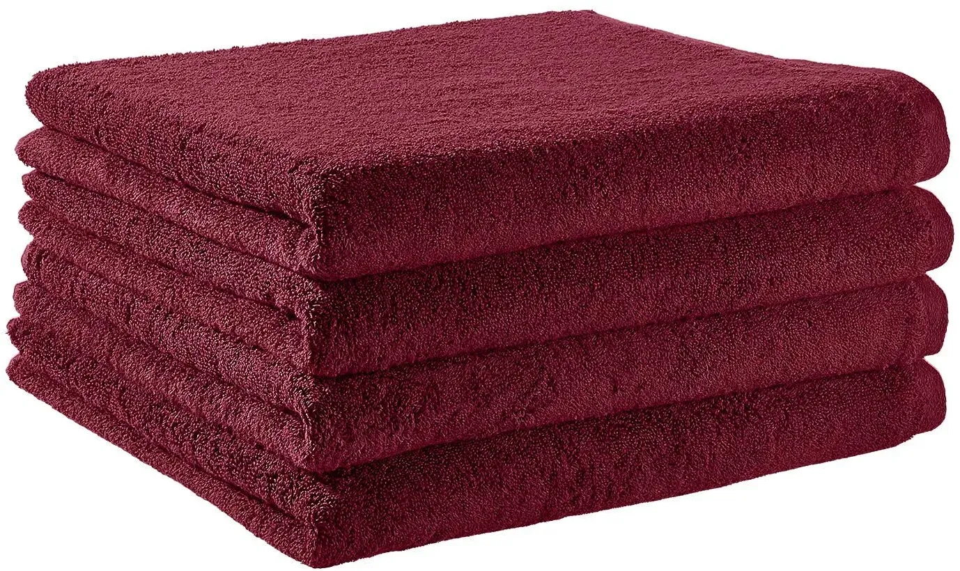 BettwarenShop Handtuch Serie Premium Duschtuch 4er Pack 70x140 cm | bordeaux - rot