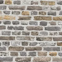 Profhome 388292-GU 3D Tapete Ziegelstein Matt Grau Braun Beige Weiß 0,53 m x 10,05 m 5,33 m2 Grau