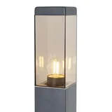 QAZQA Außenleuchte silber 80 cm IP44 mit Steckdose und Bewegungssensor