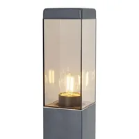 QAZQA Außenleuchte silber 80 cm IP44 mit Steckdose und Bewegungssensor