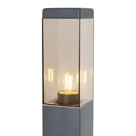 QAZQA Außenleuchte silber 80 cm IP44 mit Steckdose und Bewegungssensor