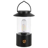LED Solar Laterne Retro Henkel 12x20cm Kunststoff schwarz Gartenleuchte warmweiß 1 Leds Birne Filment IP20 dimmbar USB Kabel - Schwarz