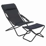 Lafuma Relaxsessel lafuma Liegenstuhl Transabed XL Plus mit Hocker Aircomfort Acier