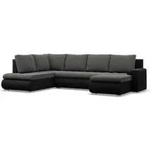 mebligo - Ecksofa mit Schlaffunktion und 3 Bettkasten FORESTA 300x89x200 (BxHxT) Dunkelgrau + Schwarz - Ottomane Links Eckcouch, Couch U Form, Sofa Wohnzimmer, Sofas & Couches, Eckschlafsofa