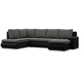 mebligo - Ecksofa mit Schlaffunktion und 3 Bettkasten FORESTA 300x89x200 (BxHxT) Dunkelgrau + Schwarz - Ottomane Links Eckcouch, Couch U Form, Sofa Wohnzimmer, Sofas & Couches, Eckschlafsofa