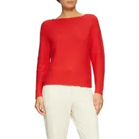 S.Oliver Strickpullover mit U-Boot-Ausschnitt und Rollsaum, rot, 36