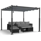VOUNOT® Pergola Gartenpavillon 3x3m Wasserdicht Stabil Winterfest, Metall Garten Pavillon mit freistehender Terrassenüberdachung, Sonnenschutz für Garten, Terrasse & Balkon, Dunkelgrau