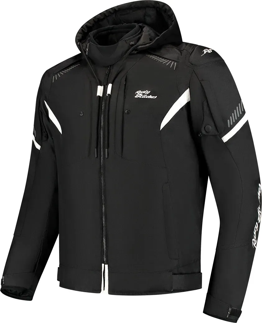 Rusty Stitches Dylan, veste textile imperméable - Noir/Blanc - M