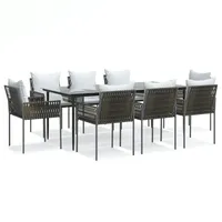 VidaXL 9-tlg. Garten-Essgruppe mit Kissen Poly Rattan und Stahl