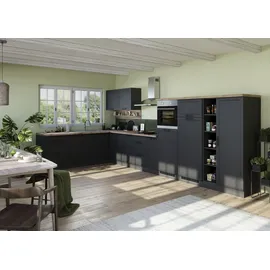 kochstation Winkelküche L-Form 240 cm grau