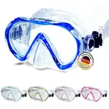 AQUAZON Beach Taucherbrille-besonders bequemes Silikon - inkl. Netztasche - Schwimmbrille mit extra temperiertem Glas für glasklarer Sicht-Kinder 7-12 Jahre, Erwachsene