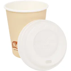 emissimo Mais Deckel PLA - passend für Pappbecher  8/10/12 oz - biologisch abbaubar  50 Stück