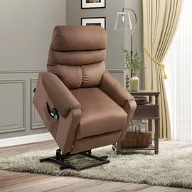 Homcom Fernsehsessel mit Aufstehhilfe Elektrisch Polyester 83 x 110 x 93 cm Braun