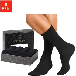 Businesssocken JOHN DEVIN, Herren, Gr. 47-48, schwarz (6x schwarz), Baumwollmischung, unifarben, elastisch, Socken, lange Form, wertig in Box verpackt