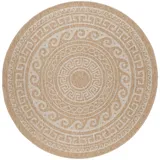 KADIMA DESIGN Teppich Balkon Vintage Pflegeleicht Waschbar Strapazierfähig Terrasse Küche Rund Beige 200x200 cm OEKO-TEX – LOCARNO von Kadima Design