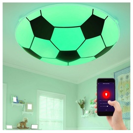 ETC Shop Smart Home Kinder Decken Lampe DIMMBAR Fußball Glas Leuchte Alexa Google im Set inkl. RGB LED Leuchtmittel