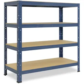 shelfplaza Home 100x100x60 cm Schwerlastregal in blau mit 4 Böden und 175 kg Traglast pro Boden