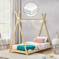 [en.casa] Kinderbett ’Vimpeli’ mit Matratze 70 x 140 cm Bambus