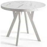 alpi möbel Ovo Ø 90-190 cm Marmur - Hellgrau/Weiß