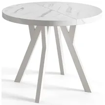 alpi möbel Ovo Ø 90-190 cm Marmur - Hellgrau/Weiß