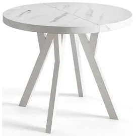 alpi möbel Ovo Ø 90-190 cm Marmur - Hellgrau/Weiß