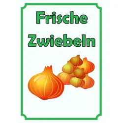 Verkaufsschild Schild Zwiebeln Hochkant A6 Rückseite selbstklebend