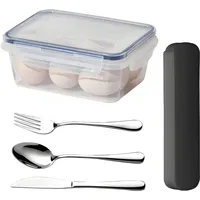 Cjytdkj Frischhaltedosen mit Deckel, Gefrierdosen, Plastik Vorratsdosen Set,Flach Quadratisch mit Messer Gabel Löffel für Mikrowelle Gefrierschrank Spülmaschine