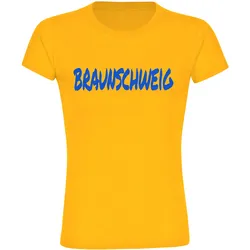 multifanshop Damen T-Shirt - Braunschweig - Textmarker - Druck blau - Frauen