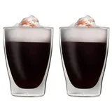 Markenwarenshop-Style Gläser-Set 2x Doppelwandig Latte Macchiato Kaffee Glas Eisbecher Thermoglas 310ml, Glas weiß