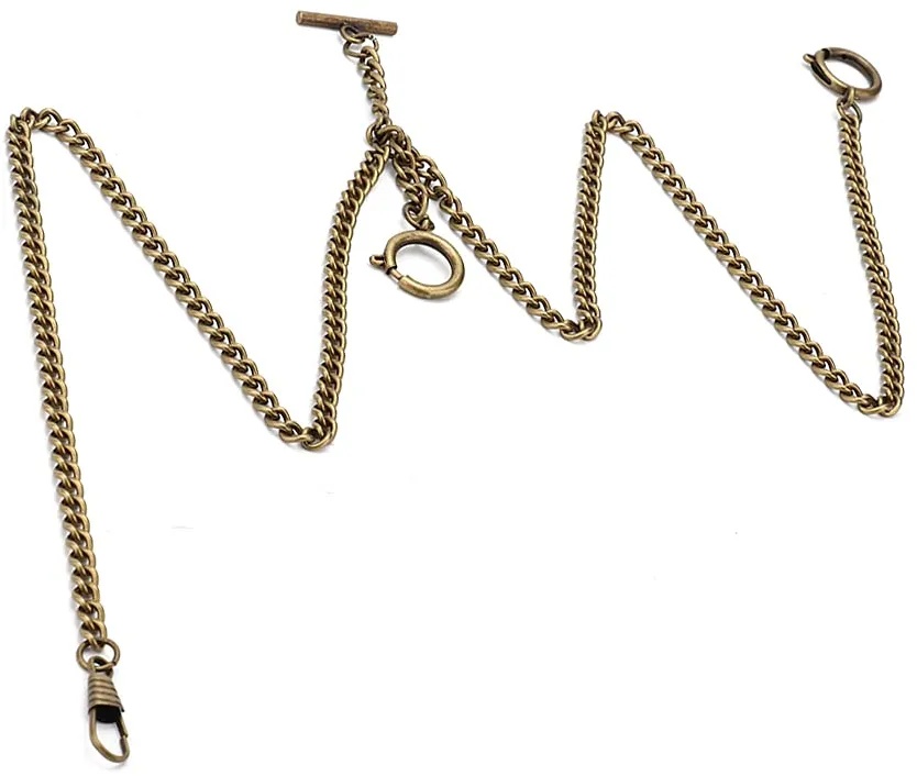 TOUISEDGI Taschenuhrenkette, 44 cm, Retro-Vintage-Taschenuhrenkette aus Metall, Klassisches Antikes Geschenk Für Uhrenhalter, Gürtel(Bronze)