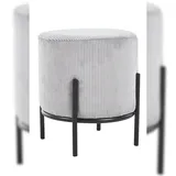 SalesFever Polsterhocker rund Ø35 cm Stoff 35 x 38 x 35 cm Grau/Schwarz