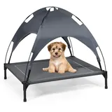 Costway Hundebett mit Baldachin 90 x 81 cm grau