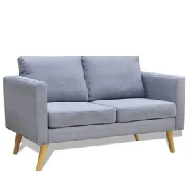 vidaXL Sofa Set 2-Sitzer 3-Sitzer Stoff Hellgrau