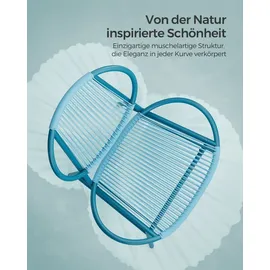 Songmics Balkonmöbel, 3er Set, mit Tisch, 2 Stühlen, seeblau