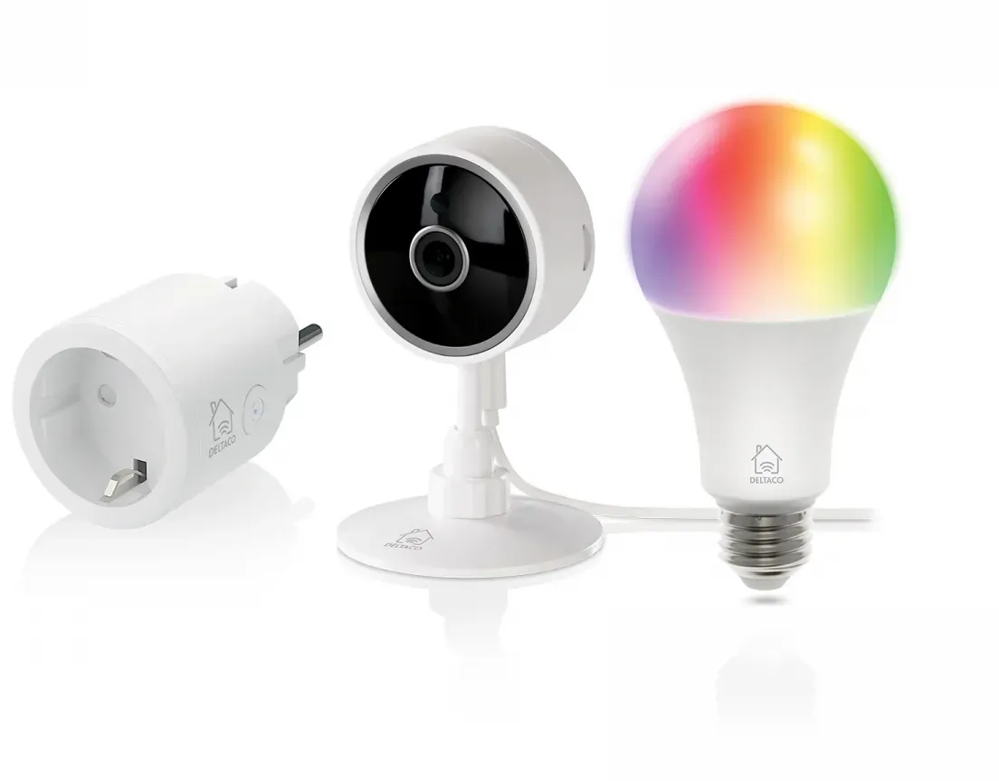 Deltaco Smart Home Start Kit - Smart Plug + Kamera + RGB Bulb