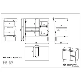 Germania Waschbeckenunterschrank Salinas 60 x 56 x 34 cm Kaschmir
