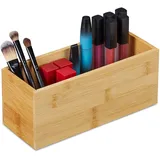 Relaxdays Ordnungsbox Bambus, schmale Aufbewahrungsbox ohne Deckel, HBT 9,5x23x9 cm, Bambusbox Küche, Bad, Büro, Natur